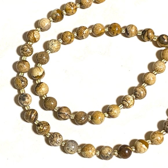 Jasper Stone Beaded Necklace, Genuine Gemstone Stackable Layering Necklace - Picture 6 of 9